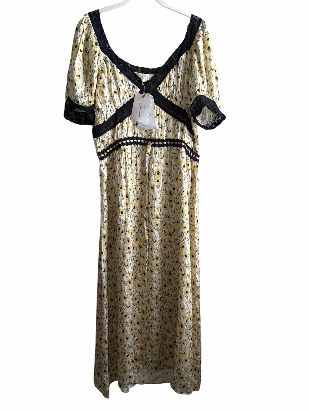 NWT Christy Dawn Esmeralda Dress Sunflower Sunshine Size Large New Silk Lace - Picture 4 of 12